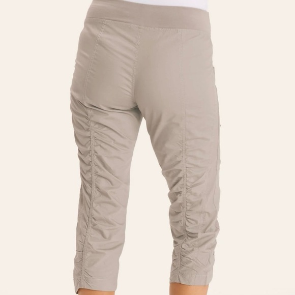XCVI Wearables Iris Crop Pants XL Ruched Cropped Capri Pull On Tan Light Brown - Picture 3 of 14